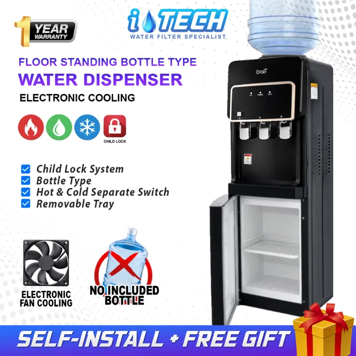 iTech Floor Standing Bottled Type Water Dispenser Hot Normal Cold - Electronic Cooling 【No Bottle 】