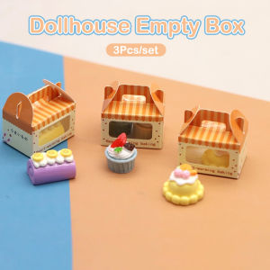 QUANSEN 3Pcs 1:12 Dollhouse Miniature Dessert Box Cake Toast Packing Box Doll House Decor Toy(Only Box)