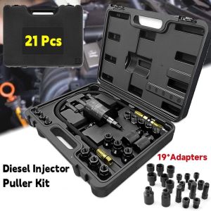 DEKES 21/24PCS Pneumatic Injector Puller Tool Set Air Vibration Fuel Injector Removal Extractor Kit