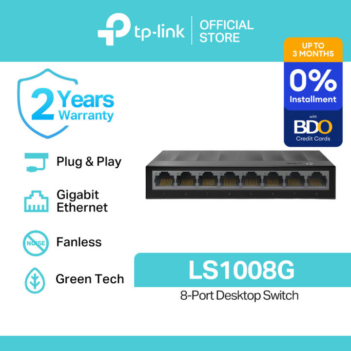 TP-Link Official | LS1008G | 8-Port 10/100/1000Mbps Desktop Network Ethernet Switch Hub for Internet