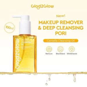 GLAD2GLOW MADAGASCAR CENTELLA LIGHT CLEANSING OIL PEMBERSIH WAJAH MAKE UP REMOVER MENYEGARKAN DAN MENCERAHKAN KULIT