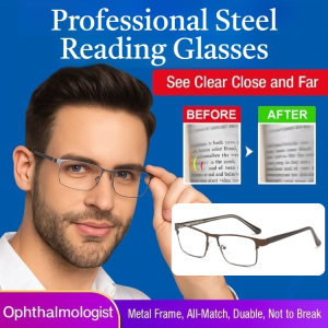 Professional Steel Reading Glasses Anti Blue Light Presbyopia Glasses Multi Focus Hyperopia Glasses Stainless Steel Frame +100 +150 +200 +250 +300 +350 +400