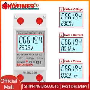 【winnereco】 Digital Electricity Usage Monitor LCD Display 220V 230V Electricity Consumption Monitor Din Rail 50 60Hz Super Energy Saving for Home Or Business