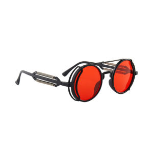 New PC Sunglasses Steam Punk Double Spring Leg Glasses Fashion Trend Round Sunglasses with UV Protection