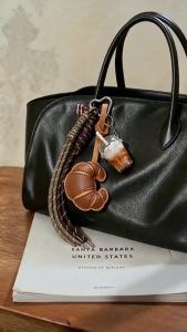 Spring and summer new leather horn bag woven keychain multi-color coffee cup carabiner bag accessory