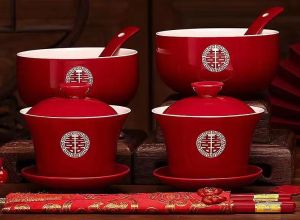 【Ready Stock】Wedding Tea Cup Set Bowl Set Wedding Gift Wedding Present Set【现货】结婚敬茶杯套装新人改口喜碗喜杯喜筷敬酒敬茶盖碗茶具套装一整套