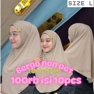 100RB ISI 10PCS kerudung Non ped Size L (Label Akrilik) Hijab Instan Non Pet Jilbab Jersey