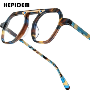 HEPIDEM Acetate Glasses Frame Men Brand Designer Retro Square Nerd Eyeglasses Japanese Handmade Spectacles Vintage Optical Eyewear 9283