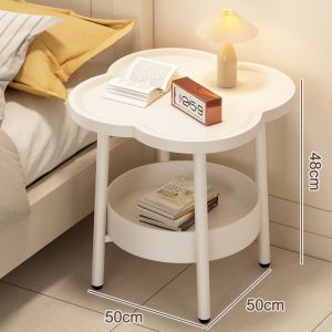OTA  Four Leaf Tea Maja Sisi Table Side Table Double Layer Bedside Table Bedroom Small Book Table Fully Plastic Coffee Table 边几