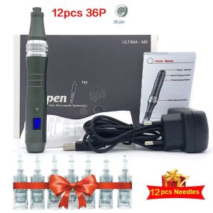 Dr Pen UltimM8 Wireless Microneedling Pen Adjustable Speed 0-2.5mm with 12 Cartridges Skin Care Tool for Home and Salon Use