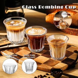 Vision Coffee Cup Americano Cup Dirty Milk Latte Cup Household Retro Glass Cup Australia White Cup Bomber Cup Resistant Anti-scalding Retro Vertical Pattern Milk Latte Cup