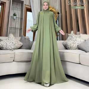 Sarah Maxy Baju Gamis Lebaran Terbaru 2026 Bahan Ceruty Babydoll Full Puring Ukuran Jumbo LD 140 Warna Mahogany // Gamis Jumbo LD 120 // Gamis Jumbo LD 130 // Gamis Jumbo LD 140 // Gamis Warna Burgandy // Gamis Warna Coklat Mahogany