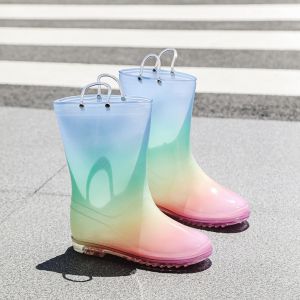 Sepatu Sawah Anak Laki Laki Boots Tinggi Karet Casual Anti Air Banjir Sepatu Hujan Perempuan Murah Motif Rainbow Pelangi Rain Boots 029