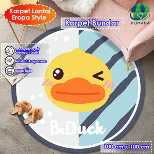 KUMADA Karpet Lantai Bundar 100X100Cm Keset Kursi Komputer keset Kamar Tidur Ruang Tamu Keset Kaki Keranjang Gantung Karpet Penyerap Air Antiselip Karpet Bermain Bayi Rumah Tangga