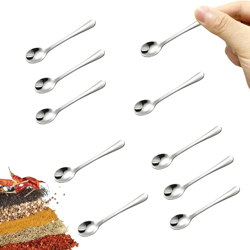 10 PCS Tiny Stainless Steel Spoons for Spices Jars, Mini Size