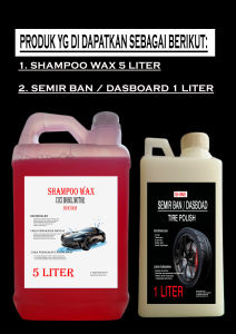 Paket Klasik Shampoo Wax Mobil Warna Merah 5 Liter & Semir Ban Elegan 1 Liter - Aroma Jeruk
