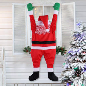 110/170CM Christmas Climbing Hanging Decor Santa Claus Plush Set Pendants Window Balcony Roof Chimney DIY Drop Decoration Gift