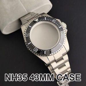 new NH35 Case 43mm High-quality Mens Silvery Steel Case NH34 NH35 Movement Case For Sapphire Glass Watch Box Bezel Watch Repair high-quality