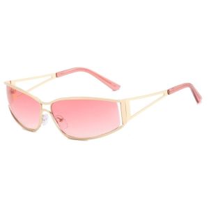 PTK52 Y2k Frameless Sunglasses Steampunk Metal Rimless Oval Sunglasses Fashion Classic UV Protection Sunglasses Driving