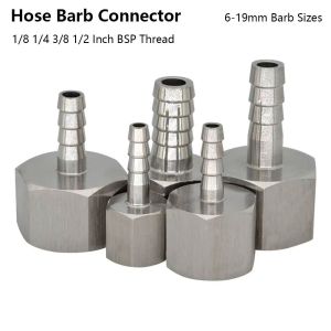 OUREAL 1Pcs Thép không gỉ 304 Đầu nối ống mềm Thiết kế thẳng Tông màu bạc Đầu nối ren cái BSP Bền bỉ Kích thước đầu nối 6-19mm Bộ chuyển đổi nối để kết nối ống dẫn
