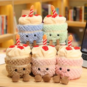 20cm Adorable Soft Birthday Cake with Candles Fruit Strawberry Cupcake Shape Plushie Baby Cuddly Toys Cute Muffines Dolls Kids