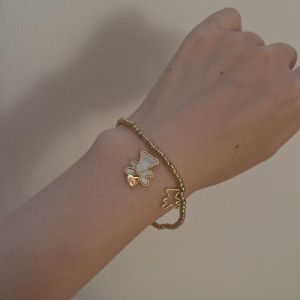 New White Mother-of-Pearl & Titanium Steel Bracelet: A Golden Rose Gold Jewelry Trend