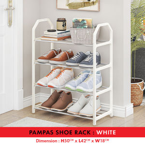 FINSSO Multi Layer Shoes Storage/  Stackable Shoe Shelf / Shoe Rack / shoes cabinet cabinet outdoor / 3/4/5 Tier Shoe Rack Stainless Steel / Rak Kasut