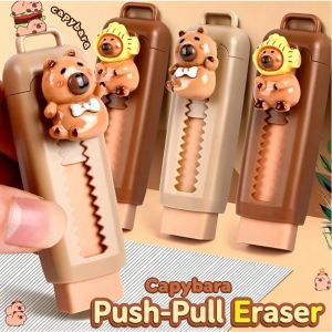 Capibara Eraser Pencil Erasable Pen Correction Eraser No Chip Can Push and Pull for Student
