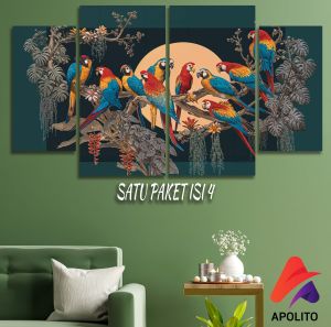 HIASAN DINDING PEMANDANGAN HEWAN KAKAKTUA SET ISI 4 AESTHETIC PARROT BIRD KAMAR DEKORASI RUMAH WALL DECOR AESTHETIC DECOR KAMAR