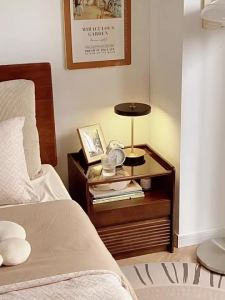 Solid wood bedside table home bedroom 2026 best-selling small bedside table high-end light luxury smart storage cabin