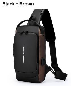 Mens Chest Sling Travel Backpack Bag with Multiple Compartments / USB charging / Password Lock
