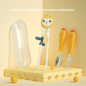 VREN Baby Training Chopstick Baby Learning Cartoon Children Correction Chopsticks Fork and Spoon Set for Kid