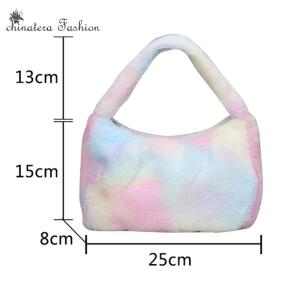 Thời Trang Lông Túi Đơn Giản Fluffy Túi xách dung tích lớn Đầy Màu Sắc Top-Túi xách tay Túi tote mềm mại Túi Xách Slouchy Túi mua sắm