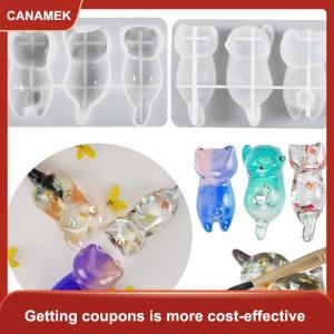 【CANAMEK 】 3D Cat Epoxy Resin Mold DIY Three-dimensional Lying Cat Back Keychain Pen Holder Silicone Mold