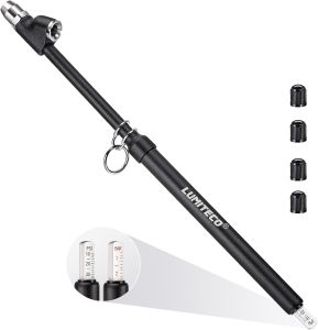 LUMITECO 12 Dual Head Tire Pressure Gauge Heavy Duty Truck Tire Gauge Range 10-150PSI 1-10Bar for Tire Pressure Checker Straight-On Tire Air Gauge Extended Tube for Semi Truck RV Car Motorcycle