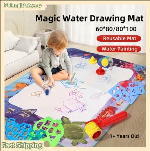 Magic Water Drawing Mat Water Canvas Cartoon letters Kid Painting Set Mainan Kanak Kanak 80x100cm/80x60cm