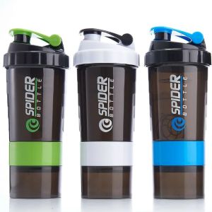 Bình Lắc Spider Tập Gym 3 Ngăn Tiện Dụng 600ml -  Bình nước thể thao - - bình gắn xe đạp - binh uong nuoc - ly uống nước