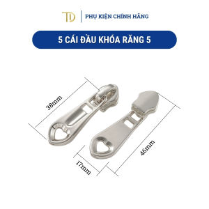 Set 5 đầu khóa kéo răng 5 đầu khóa kéo kim loại không gỉ đầu khóa kéo cho quần áo balo túi xách