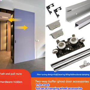 1.5M/1.2M Aluminium Alloy Wood Barn Sliding Door Hardware Hidden Track with Decorative Cover