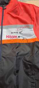 Jaket motor Honda parasut motif GARIS ORANGE original AHM