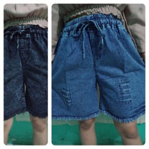 Celana Pendek Jeans Wanita Model Depan Sobek Rawis Hotpants Modern