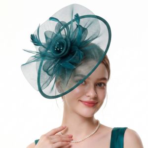 SLIGHTDELVE Elegant Feather Fascinator Hat French Exquisite Tea Party Hat Party Flower Bridal Headband Lady