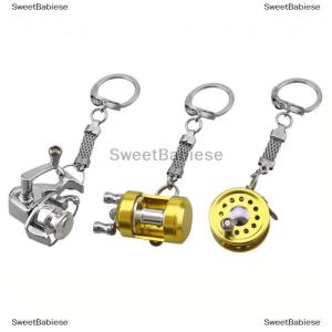 [COD] SweetBabiese 1Pcs Alloy Fishing Reel Drum Pendant Keychain Key Wheel Outdoor Fishing Tackle