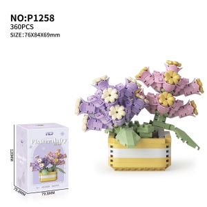 Mainan Blok Mainan Dekoratif Blok Bunga Blok Bunga Miniatur Blok Hadiah Bunga Hias Rumah