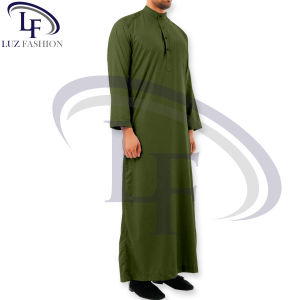 Elegant Long Jubah Lelaki Jubah Raya 2025 for Men’s Jubah Stand Collar Long Sleeves Jubah Dewasa for Muslim Men