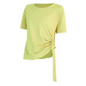 HUIESON เสื้อยืดแขนสั้นมีเชือกรูดด้านข้างสำหรับฟิตเนสและเสื้อผ้าลำลอง