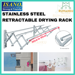 RMK NOT RUSTY Stainless Steel Clothes Rack Rak Penyidai Baju Hanger Baju Clothes Drying Rack Premium 3 Rods Retractable