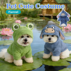 Cute Pet Costume Autumn Winter Fleece Warm Dog Cat Clothing Animal Transformation Outfit Frog Donkey