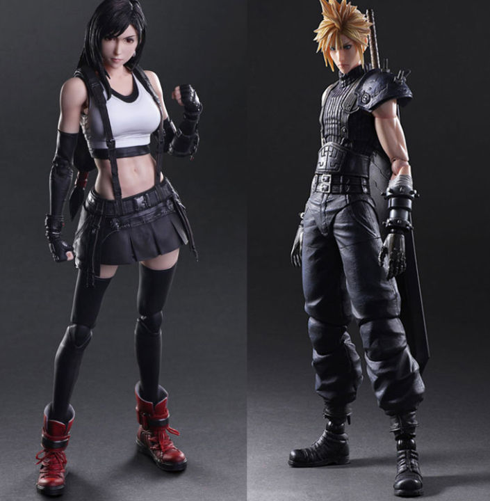 PLAY ART Version Final Fantasy VII Cloud Strife Tifa Lockhart Action Figure Toy with Box for Kids Collection Birthday Gift for Kids 25-27cm