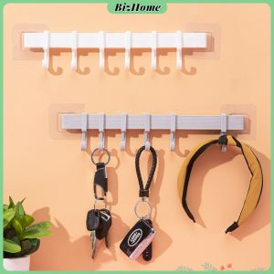 BizHome """ราวตะขอ""" พลาสติกอเนคประสงค์ แบบติดแผ่นกาว ไม่ต้องเจาะผนัง Towel rack มีสินค้าพร้อมส่ง